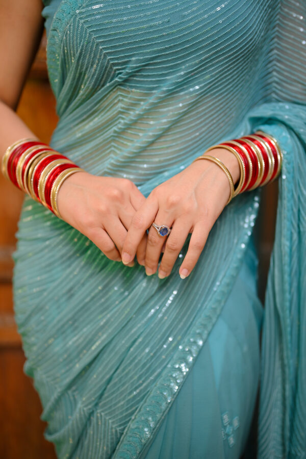 Turquoise Sequins Saree SS-0033