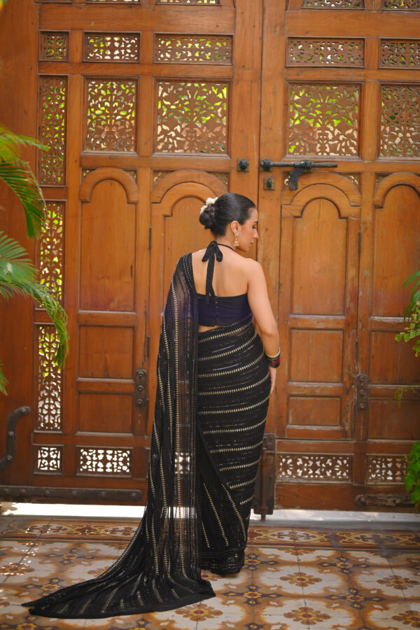 Black Saree Embellished with Sequins, Cutdana & Beads SSHC-00019