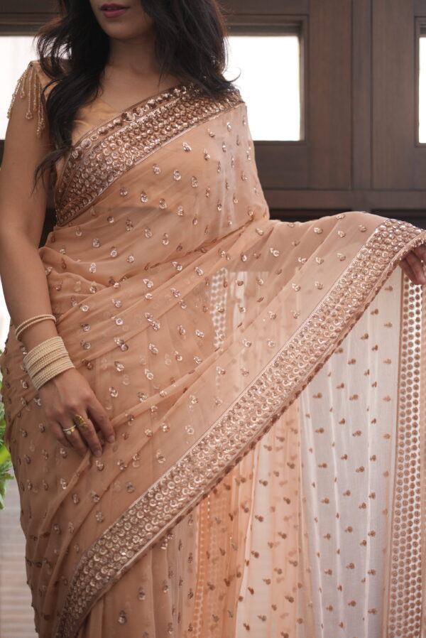 Toffee Caramel Sequins Saree SS-0034