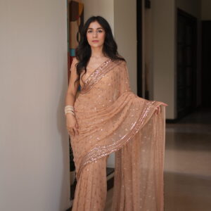 Toffee Caramel Sequins Saree SS-0034