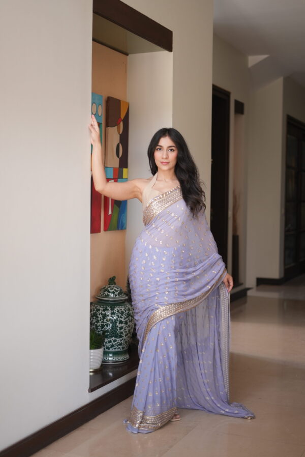 Lilac Sequins Saree SS-0035