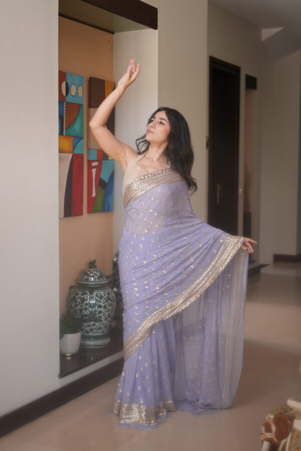 Lilac Sequins Saree SS-0035