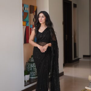 Black Sequins Saree SS-0037