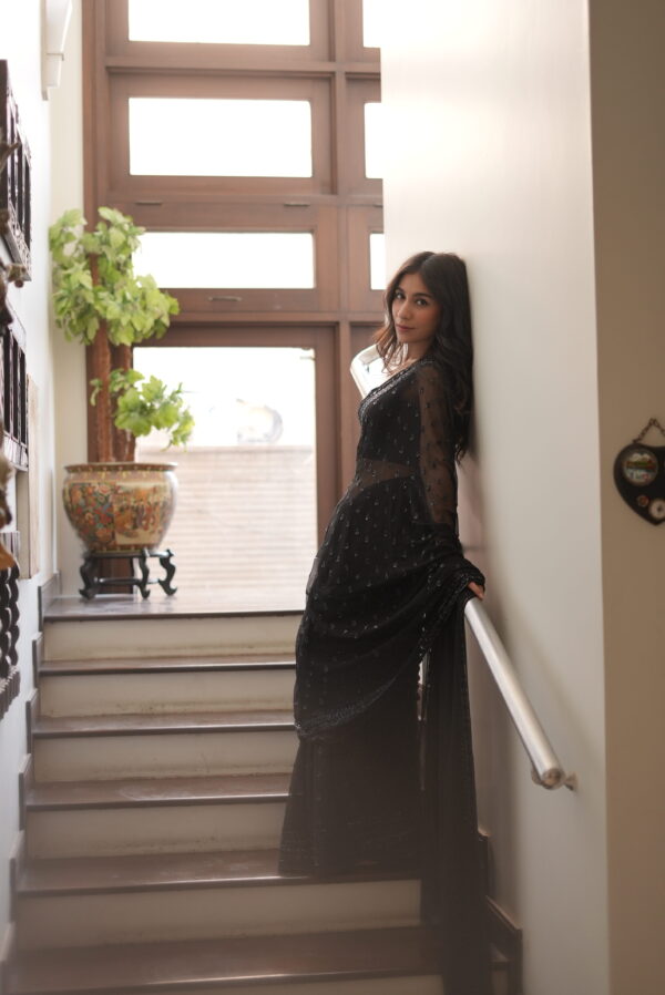 Black Sequins Saree SS-0037