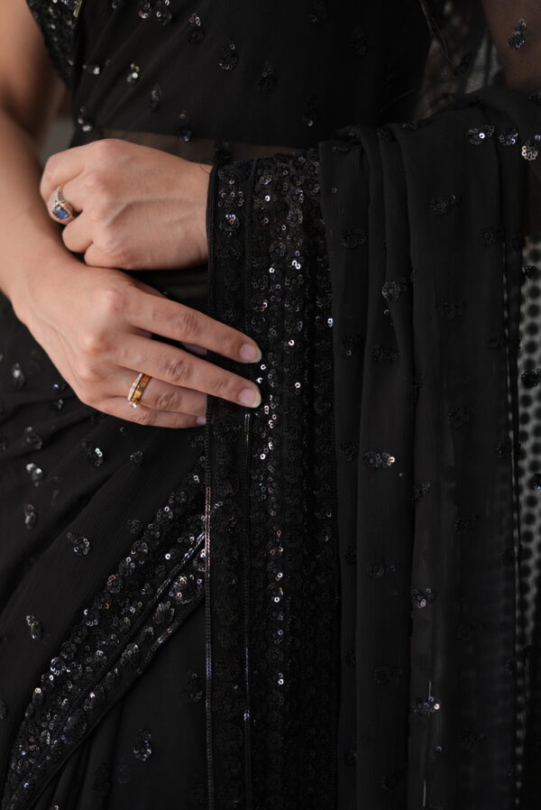 Black Sequins Saree SS-0037