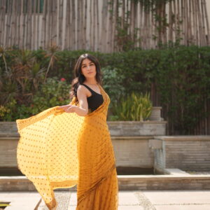 Mustard Yellow Sequins Saree SS-0036