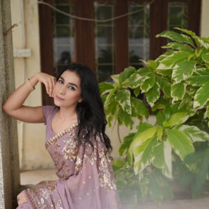 Tea Pink Double Border Sequins Saree SSDB-0013