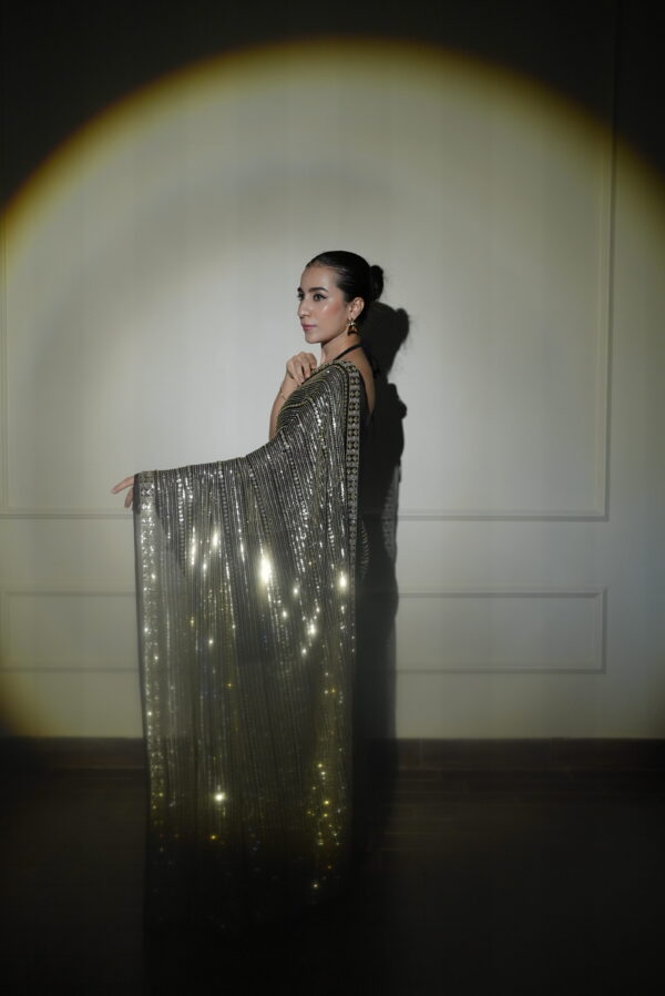 Black Gold Sequins Saree SS-0039