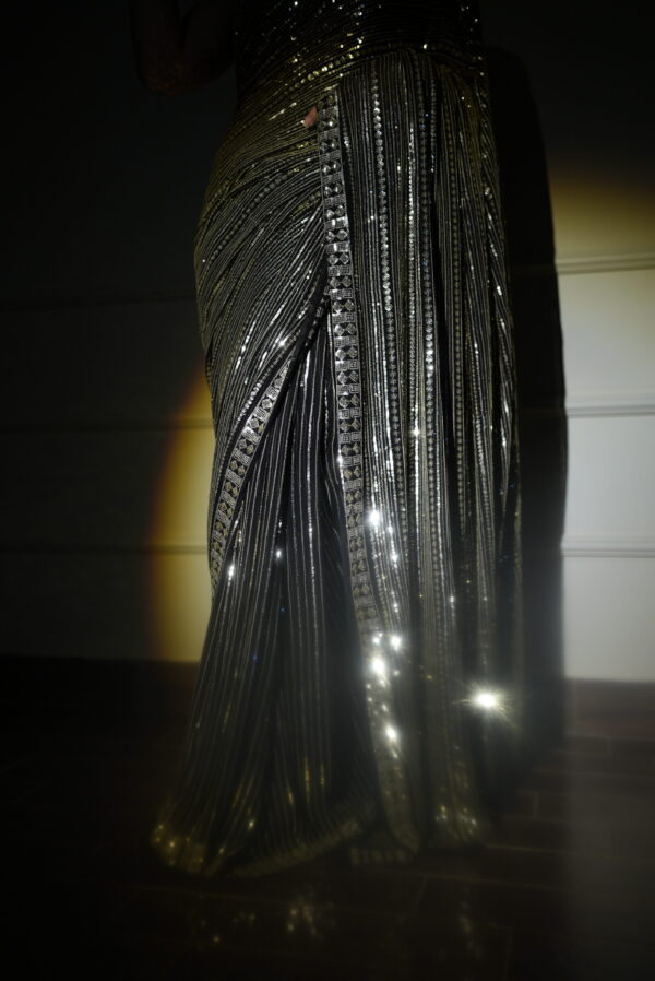 Black Gold Sequins Saree SS-0039