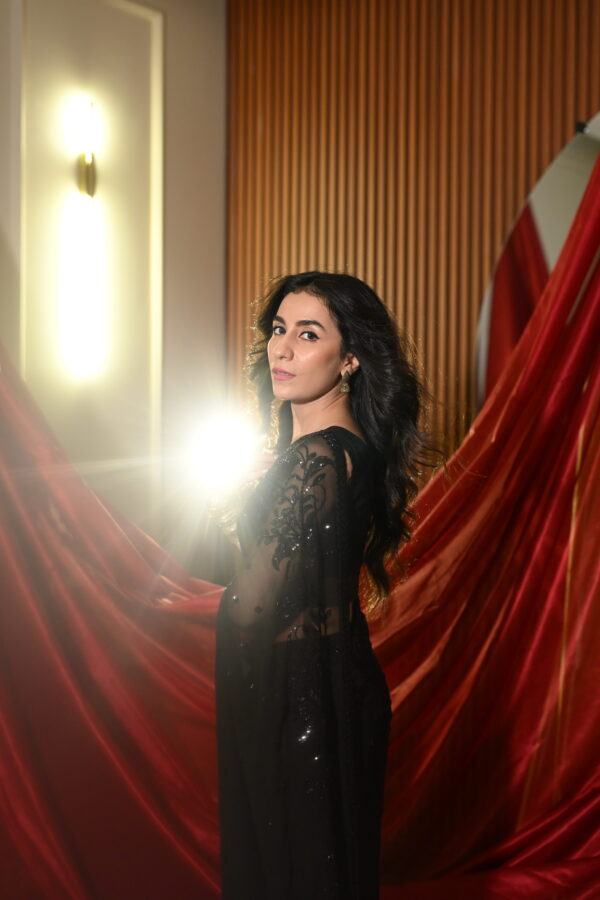 Black Double Border Sequins Saree SSDB-0014