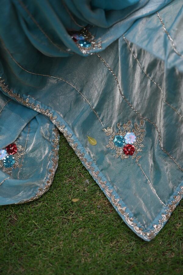Turquoise Fendi Silk Saree FS-02