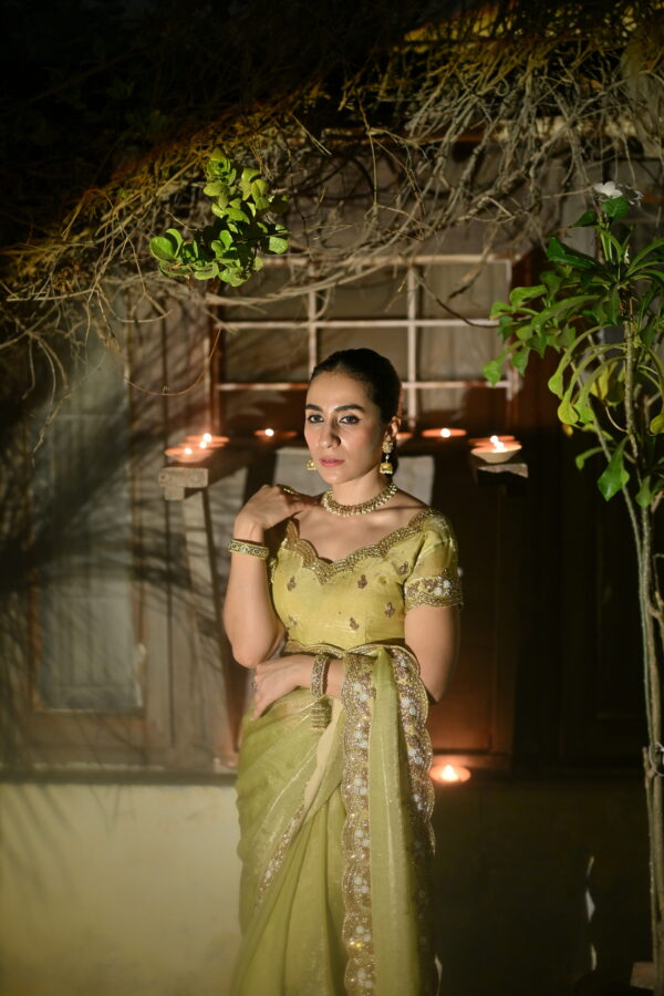 Dusky Gold Fendi Silk Saree FS-01