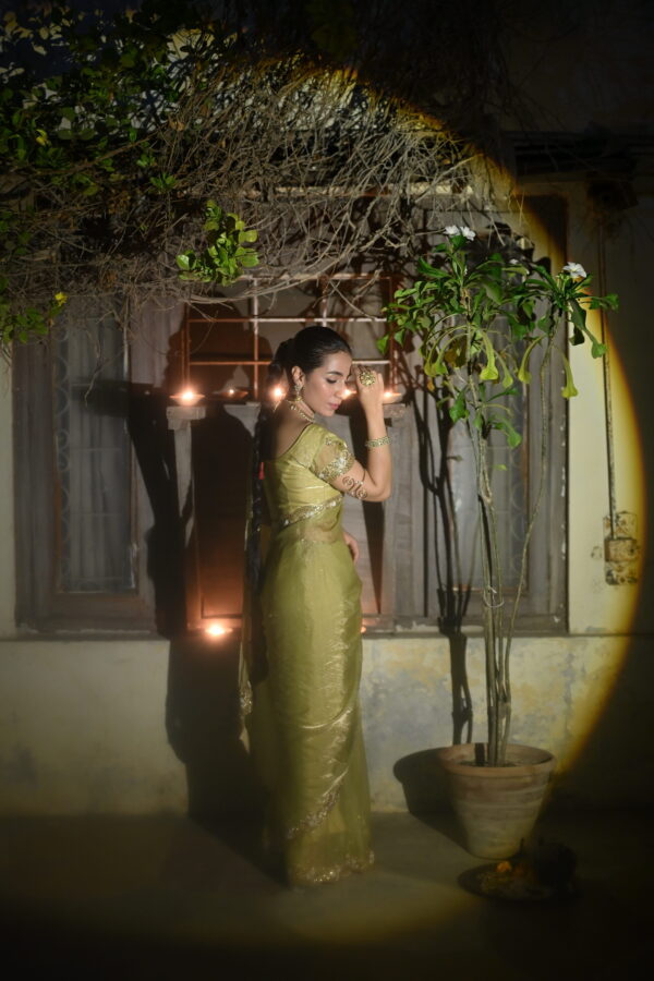Dusky Gold Fendi Silk Saree FS-01