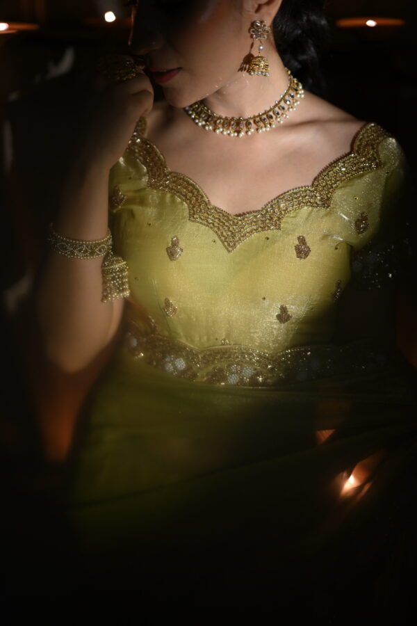 Dusky Gold Fendi Silk Saree FS-01