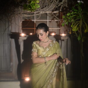 Dusky Gold Fendi Silk Saree FS-01